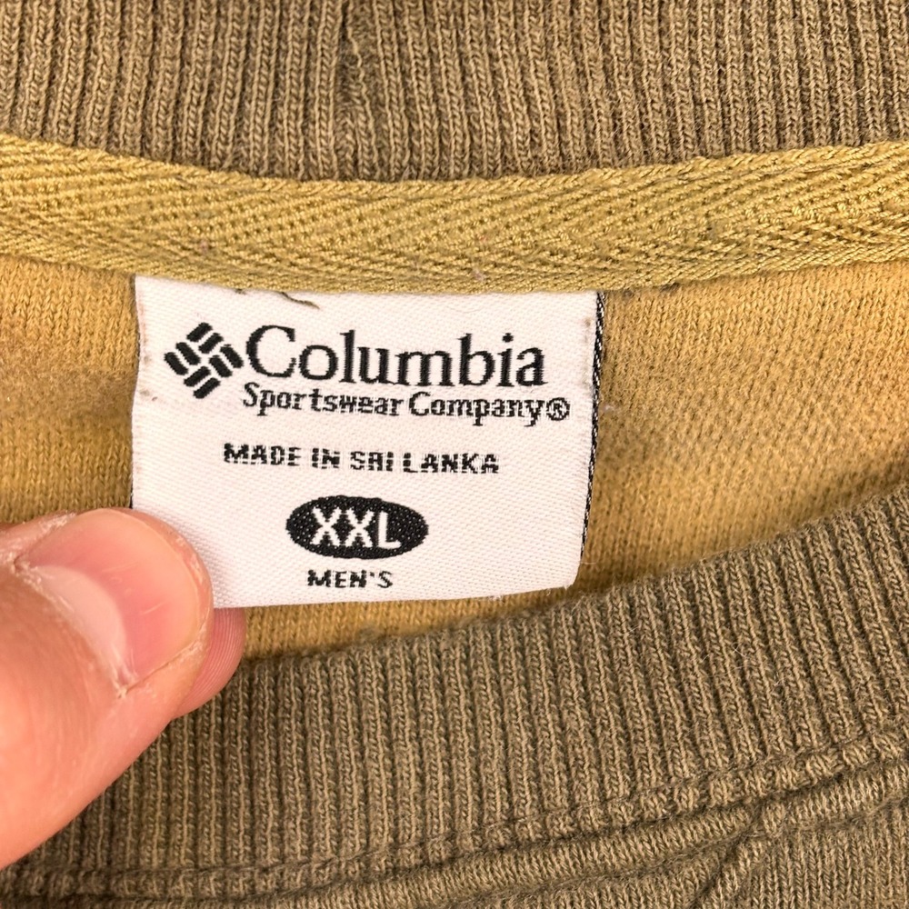 Columbia Mens XXL Crewneck Sweatshirt Olive Brown Embroidered Logo Pullover - Picture 5 of 11
